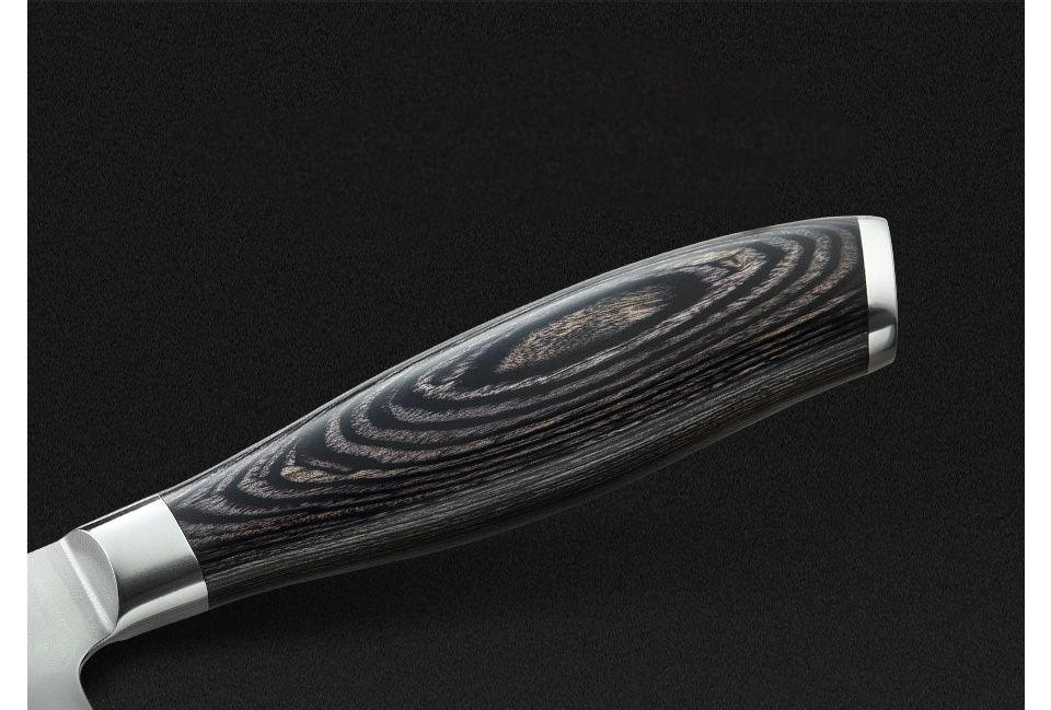 Couteau Damas Santoku Manche Pakka Noir | KietsuJapan