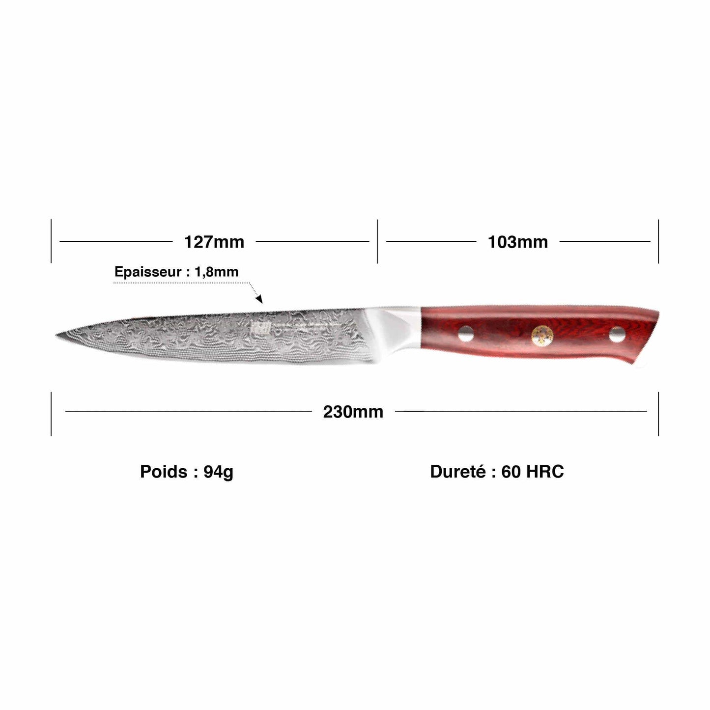 Couteau Damas Shotoh Palissandre | KietsuJapan