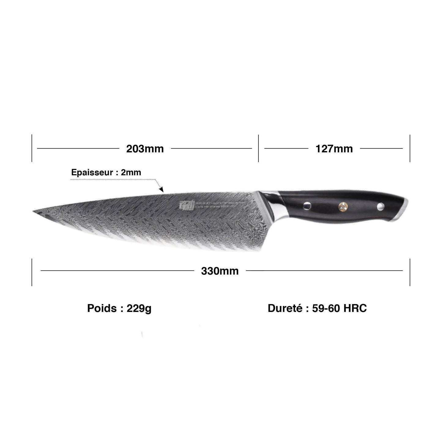 Couteau de Chef Japonais Damas | KietsuJapan