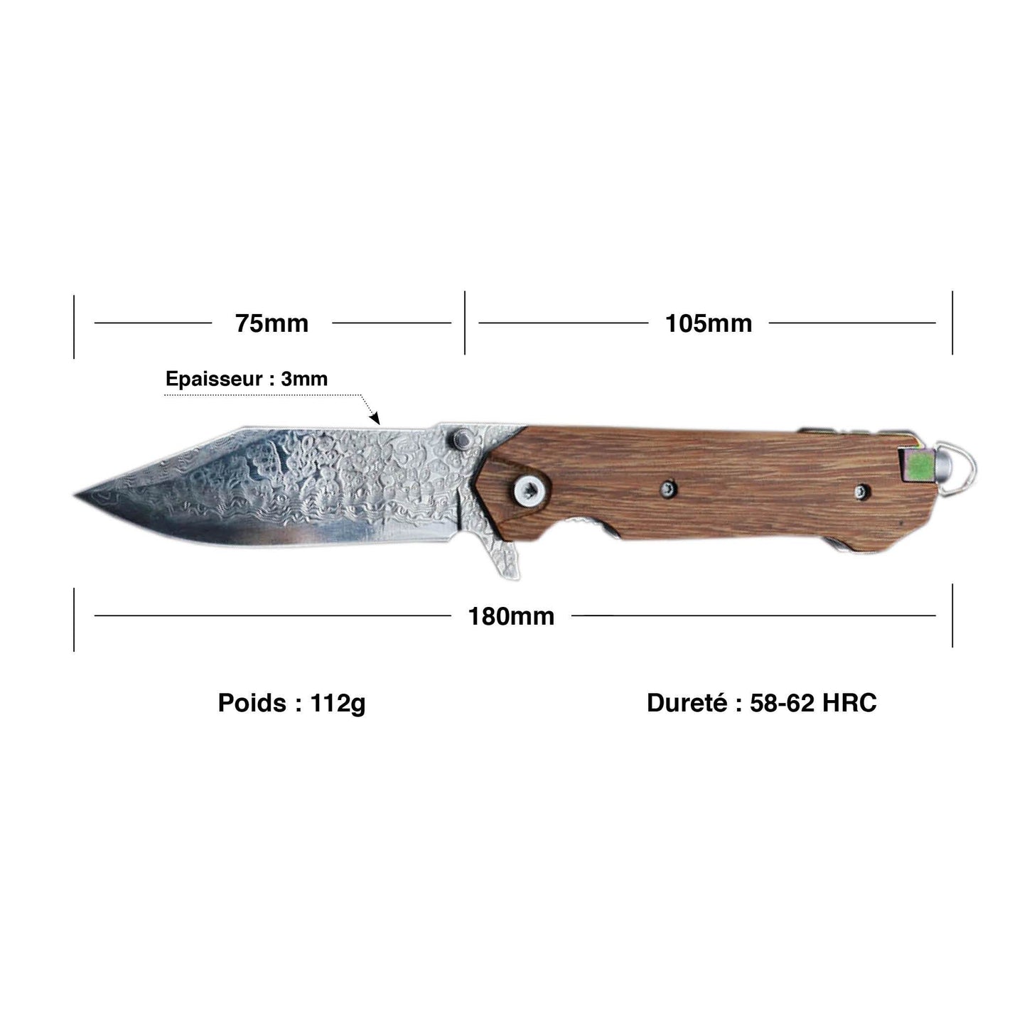 Couteau de Survie Manche Bois