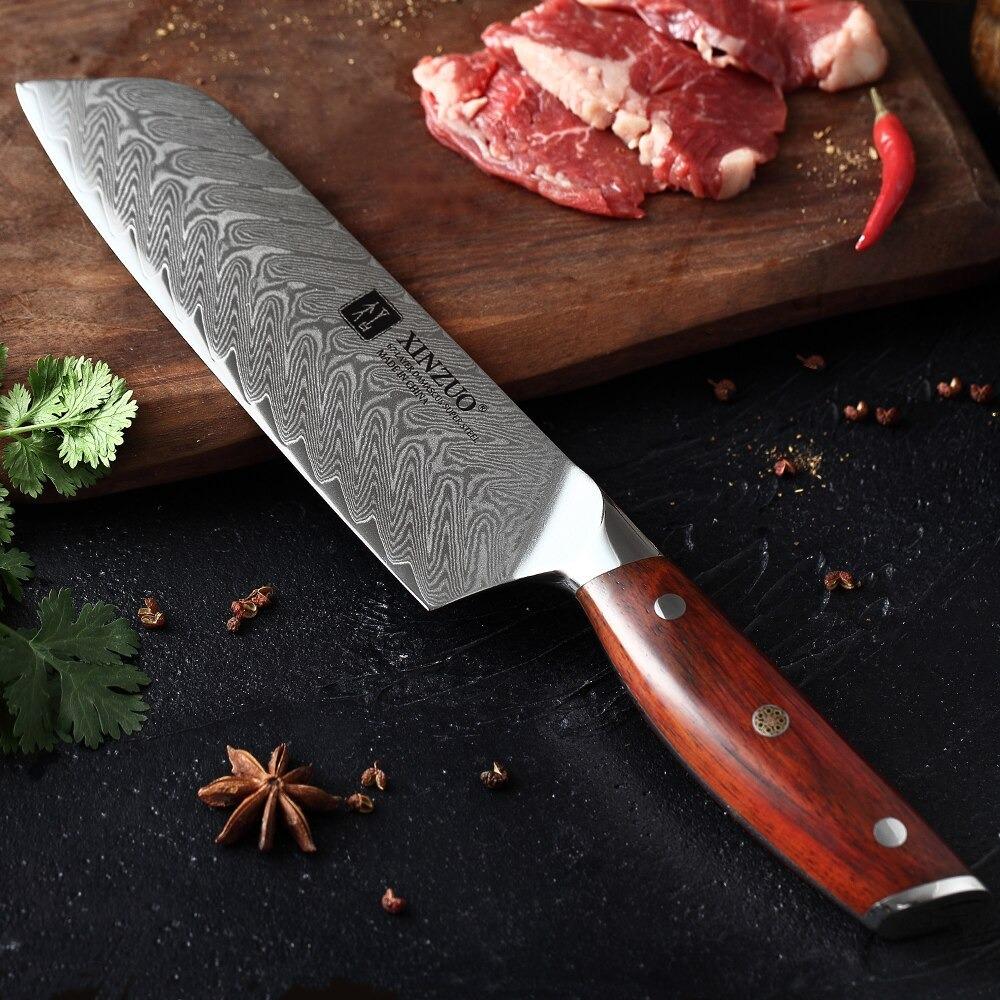 Couteau Japonais Santoku Manche Bois de Rose | KietsuJapan