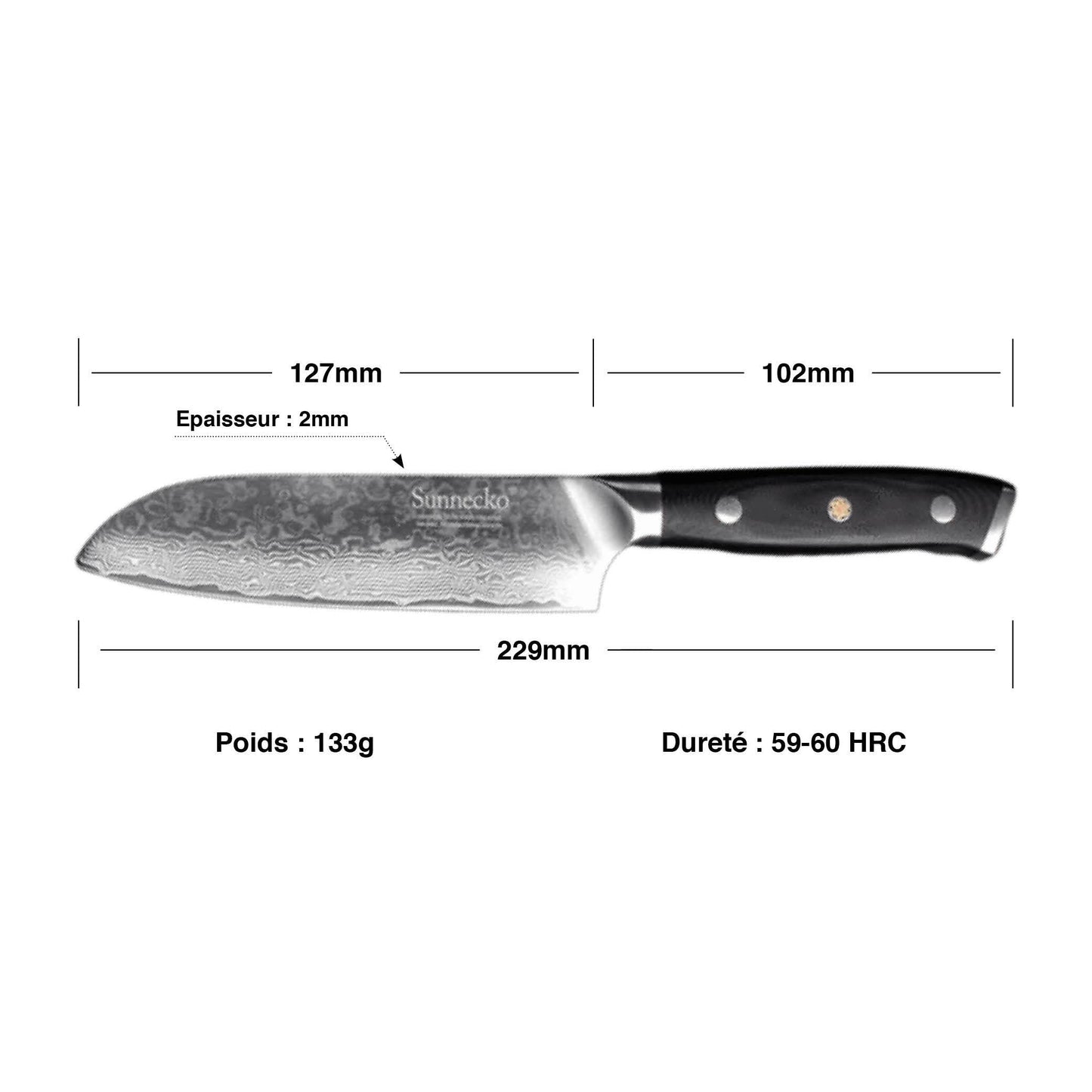 Couteau Japonais Santoku Manche Résine | KietsuJapan