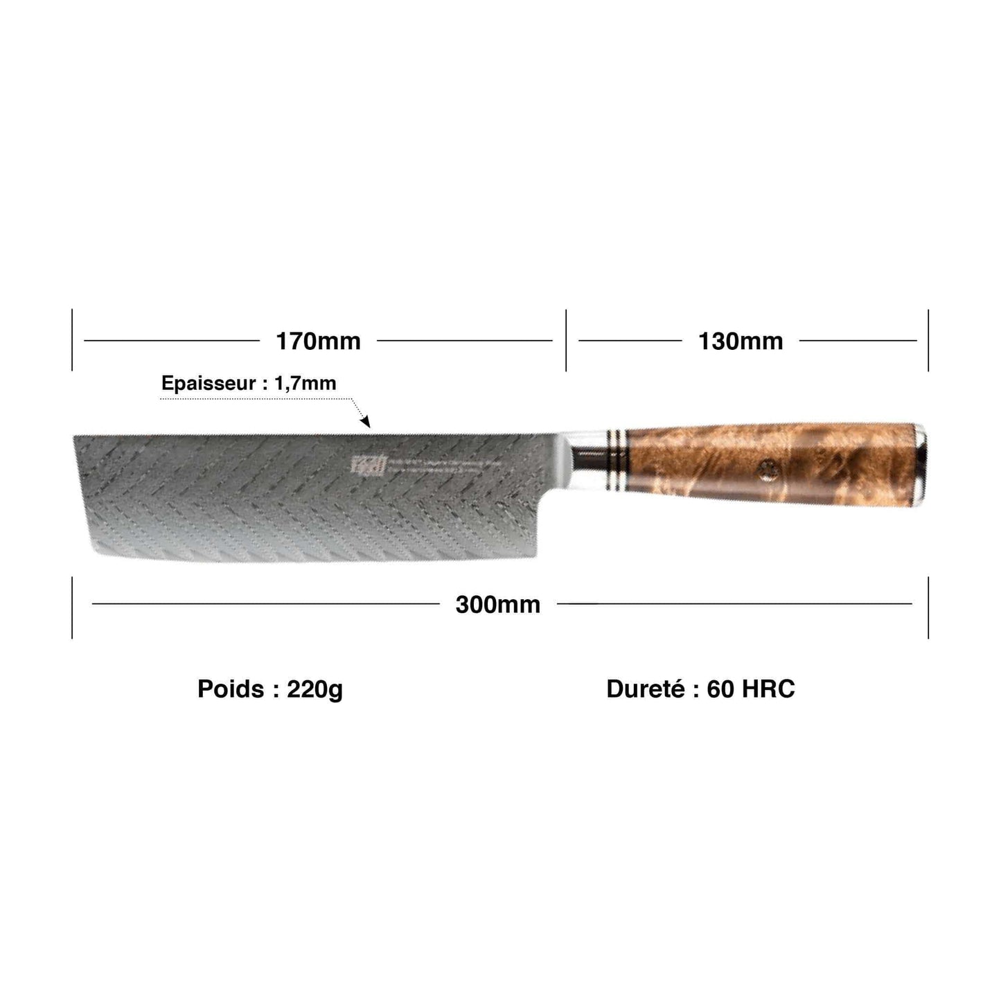 Couteau Lame Damas Nakiri | KietsuJapan