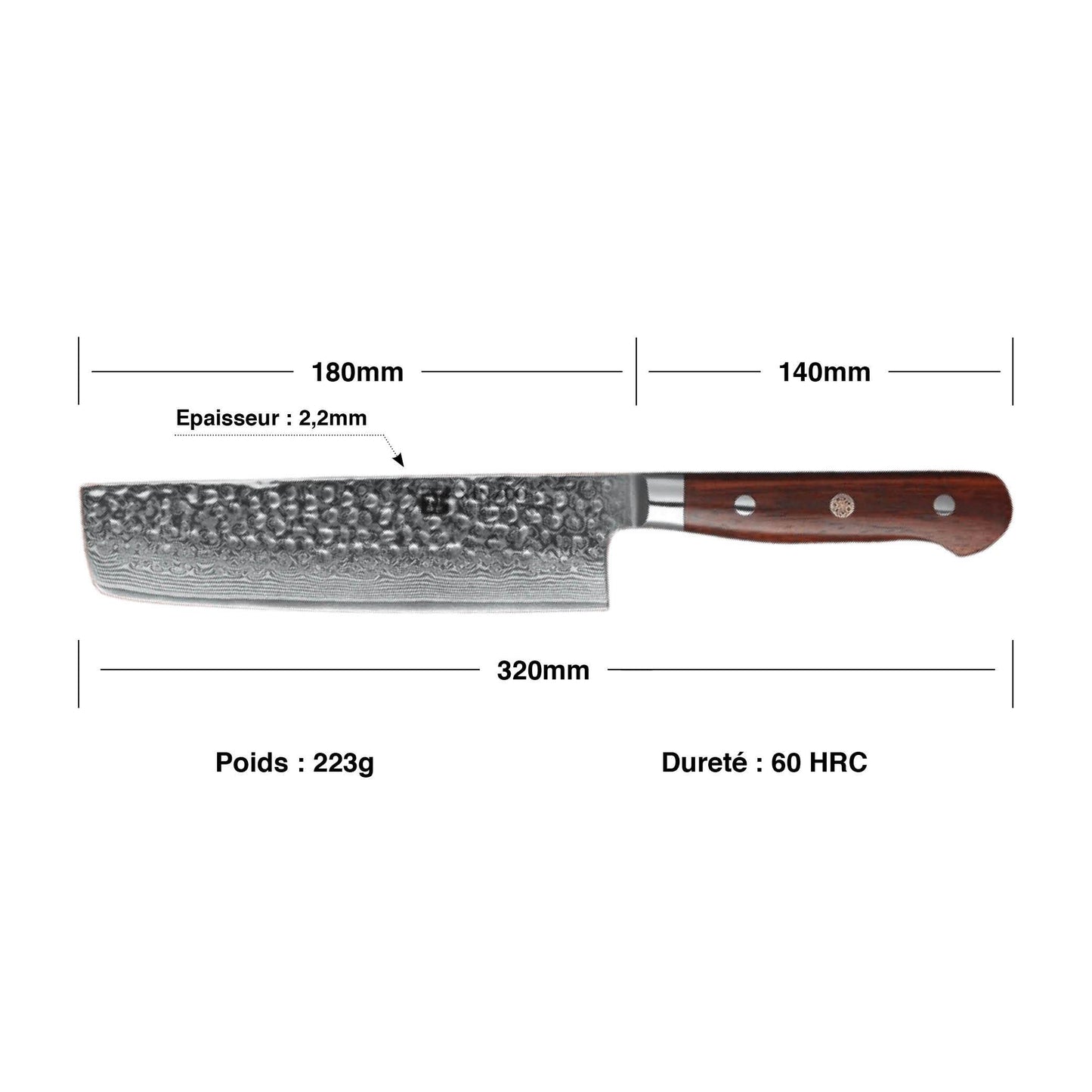 Couteau Nakiri Manche Bois de Rose | KietsuJapan