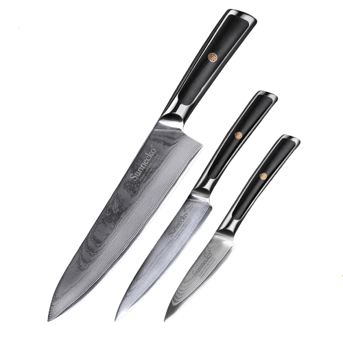 Set Couteau Cuisne 3 Couteaux Damas | KietsuJapan