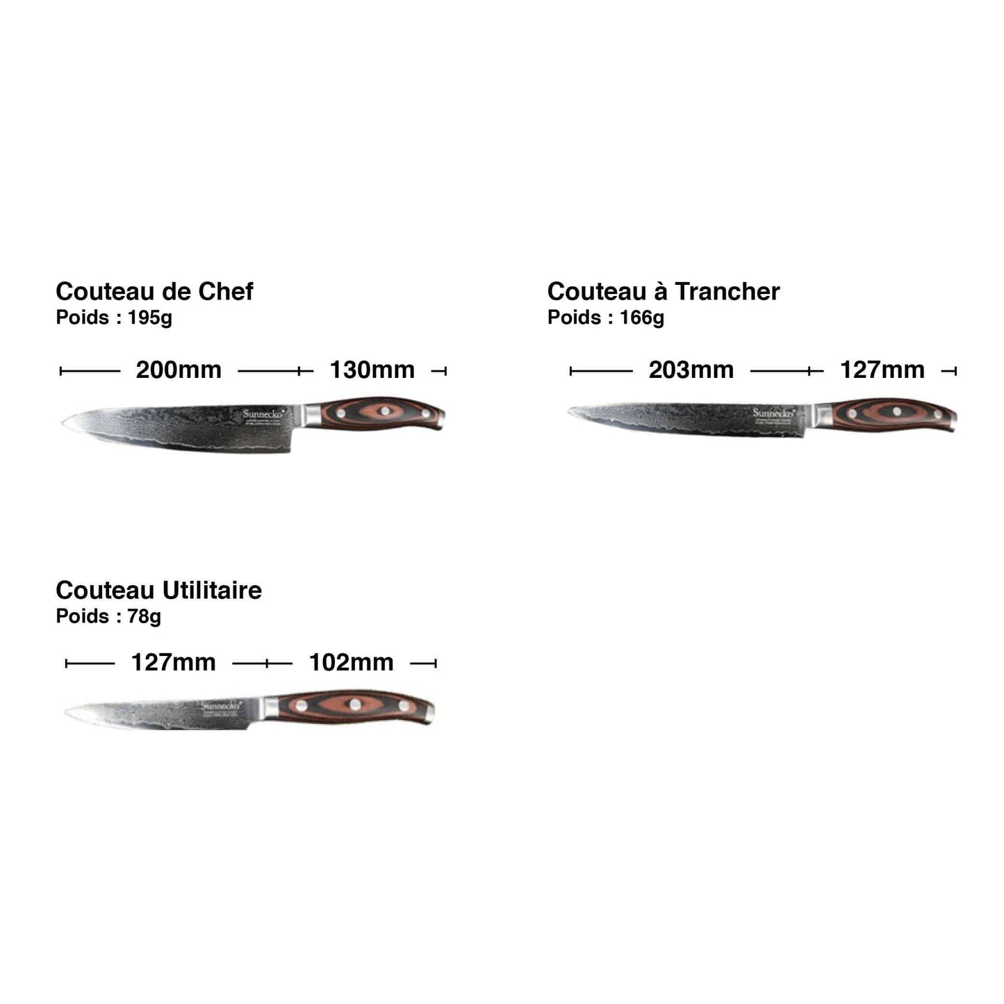 Set Couteaux Cuisine Lot de 3 | KietsuJapan