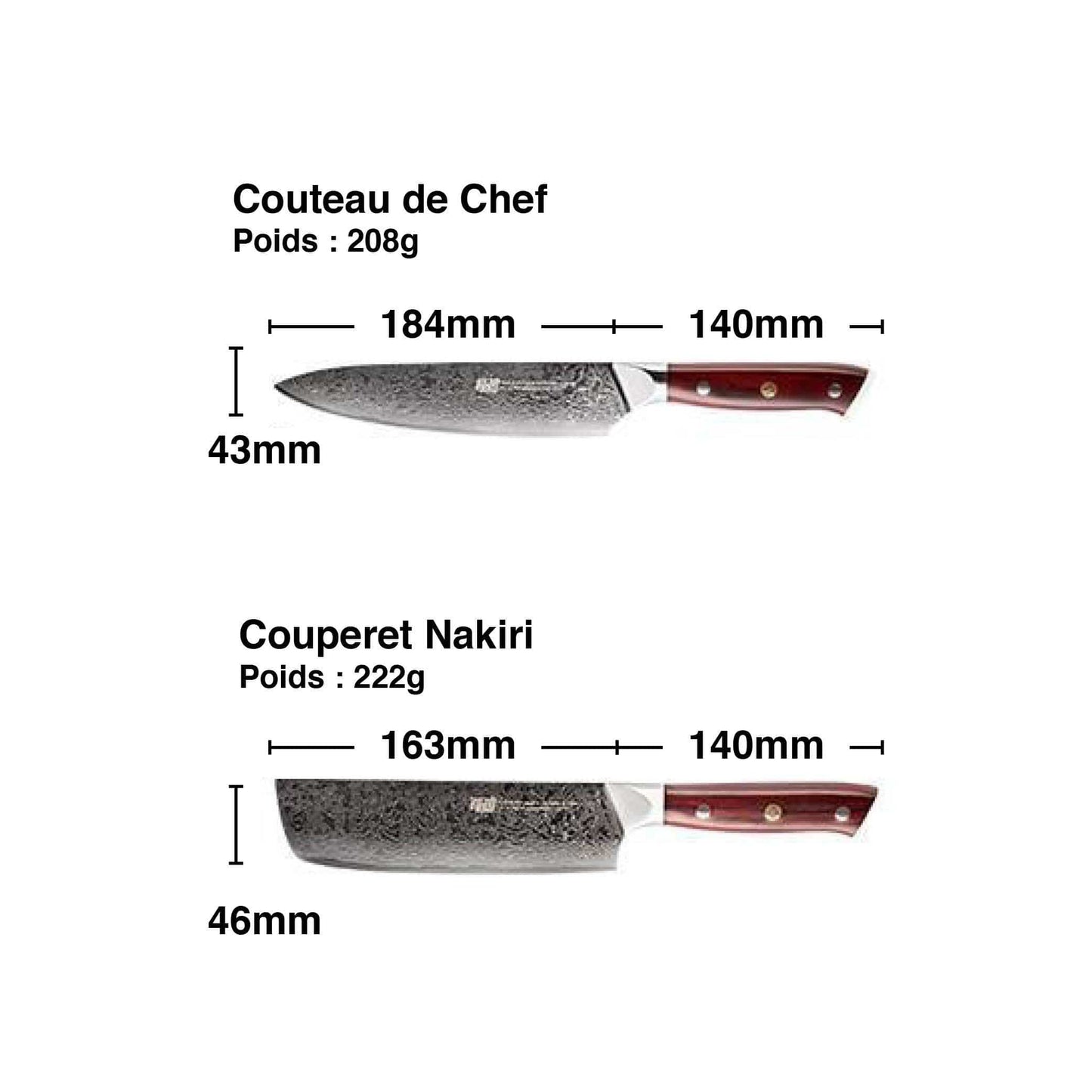 Set de Couteaux Japonais Damas | KietsuJapan