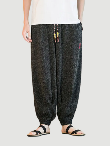 Pantalon Brodé Style Japonais