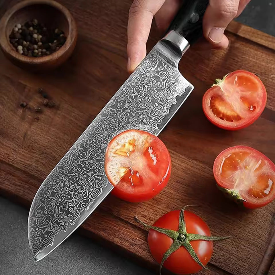 Couteau Japonais Santoku Manche Bois Ebène