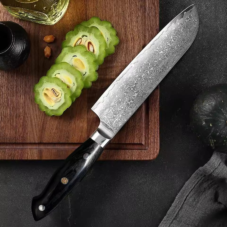 Couteau Japonais Santoku Manche Bois Ebène