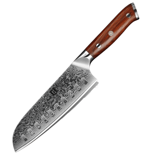 Couteau Damas Santoku Manche Bois | KietsuJapan