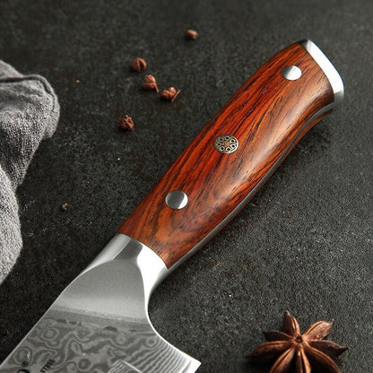 Couteau Damas Santoku Manche Bois | KietsuJapan