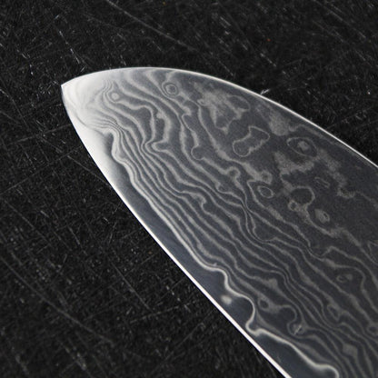 Couteau Damas Santoku Manche Pakka Brun Noir