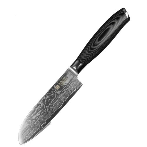 Couteau Damas Santoku Manche Pakka Noir | KietsuJapan