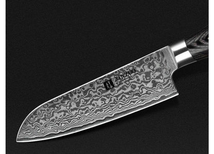 Couteau Damas Santoku Manche Pakka Noir | KietsuJapan
