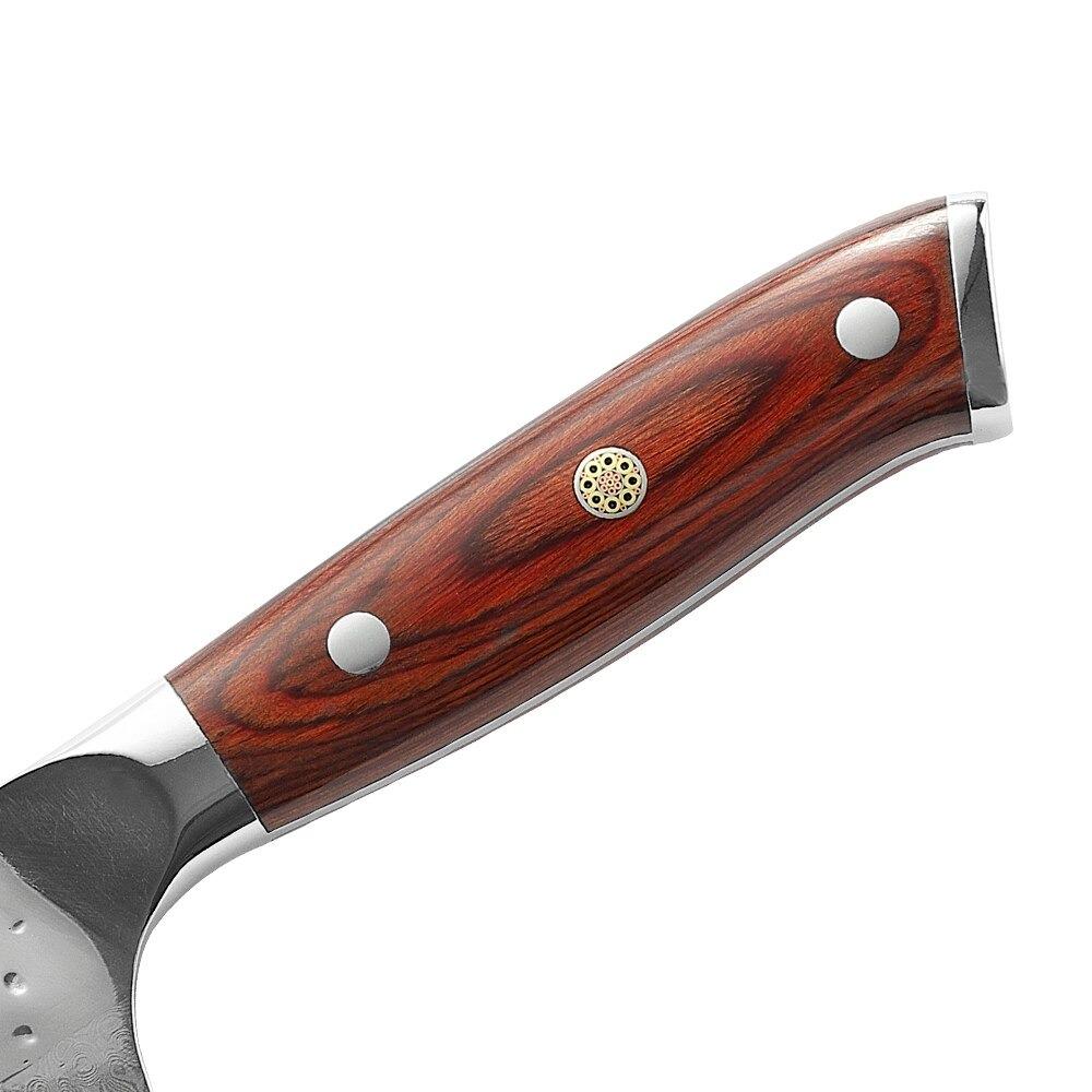 Couteau Damas Santoku Manche Rouge | KietsuJapan