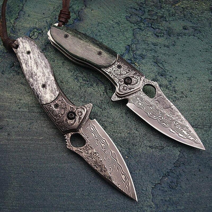Couteau de Survie Pliant Damas