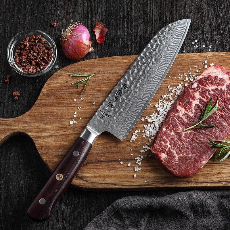Couteau Japonais Santoku à Lame Damas | KietsuJapan