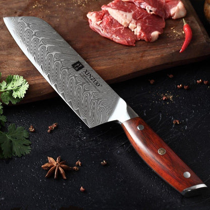 Couteau Japonais Santoku Manche Bois de Rose | KietsuJapan