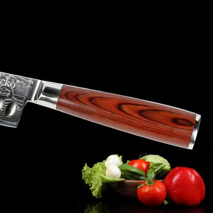 Couteau Japonais Santoku Manche Pakka Brun | KietsuJapan