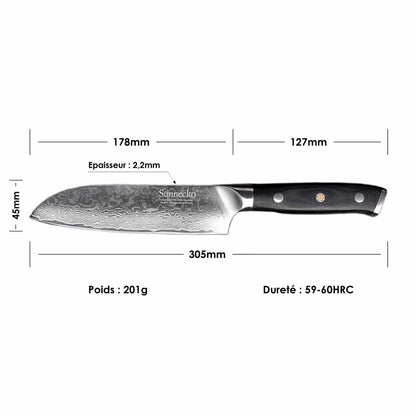 Couteau Japonais Santoku Manche Résine G10 | KietsuJapan