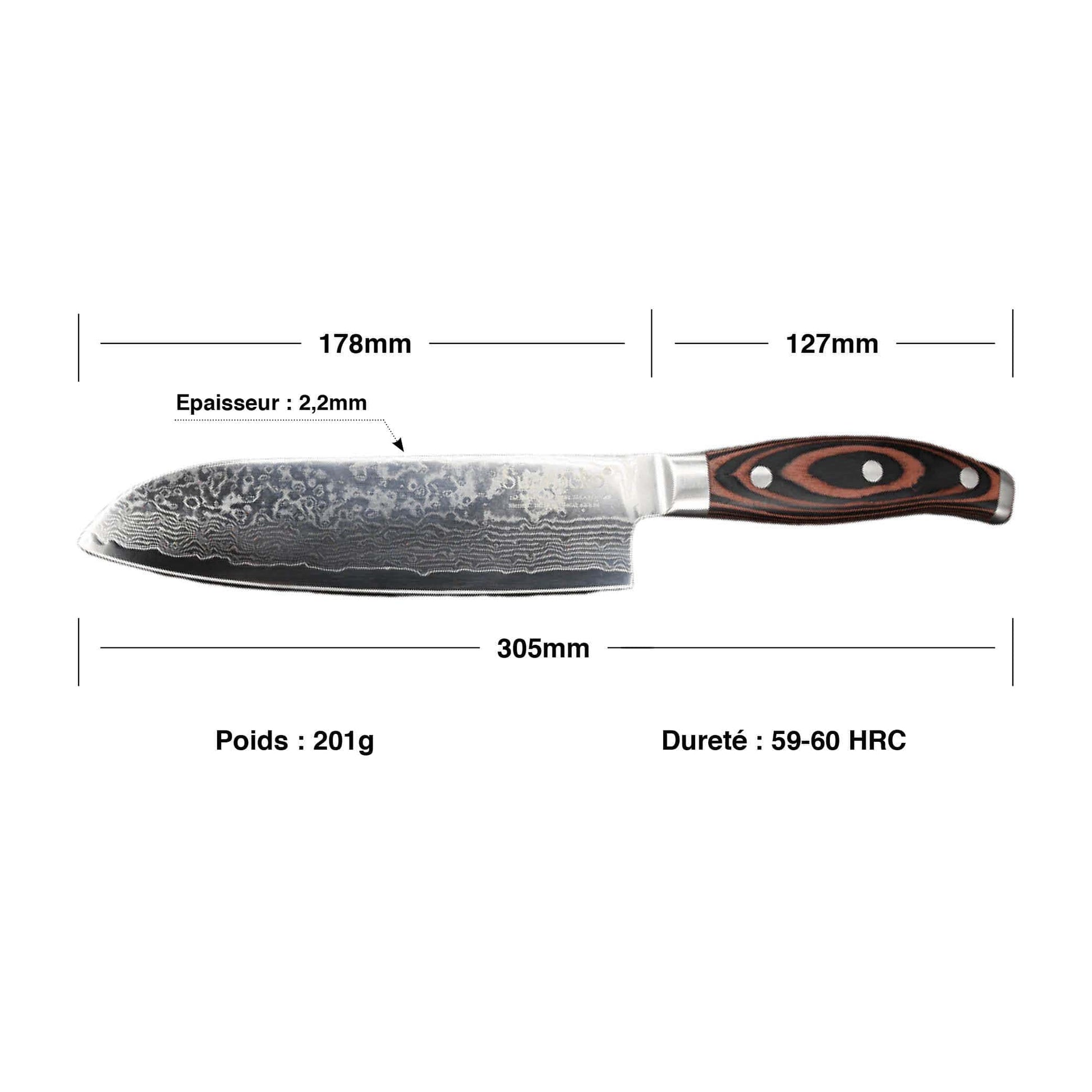 Couteau Santoku Lame Damas | KietsuJapan