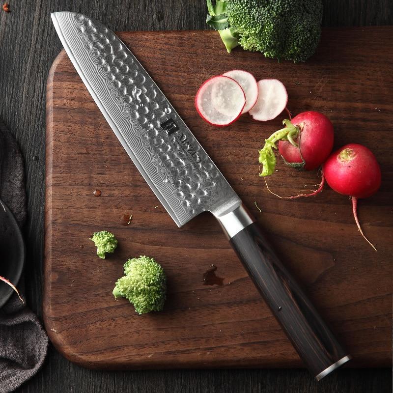 Couteau Santoku Manche Pakka Brun | KietsuJapan