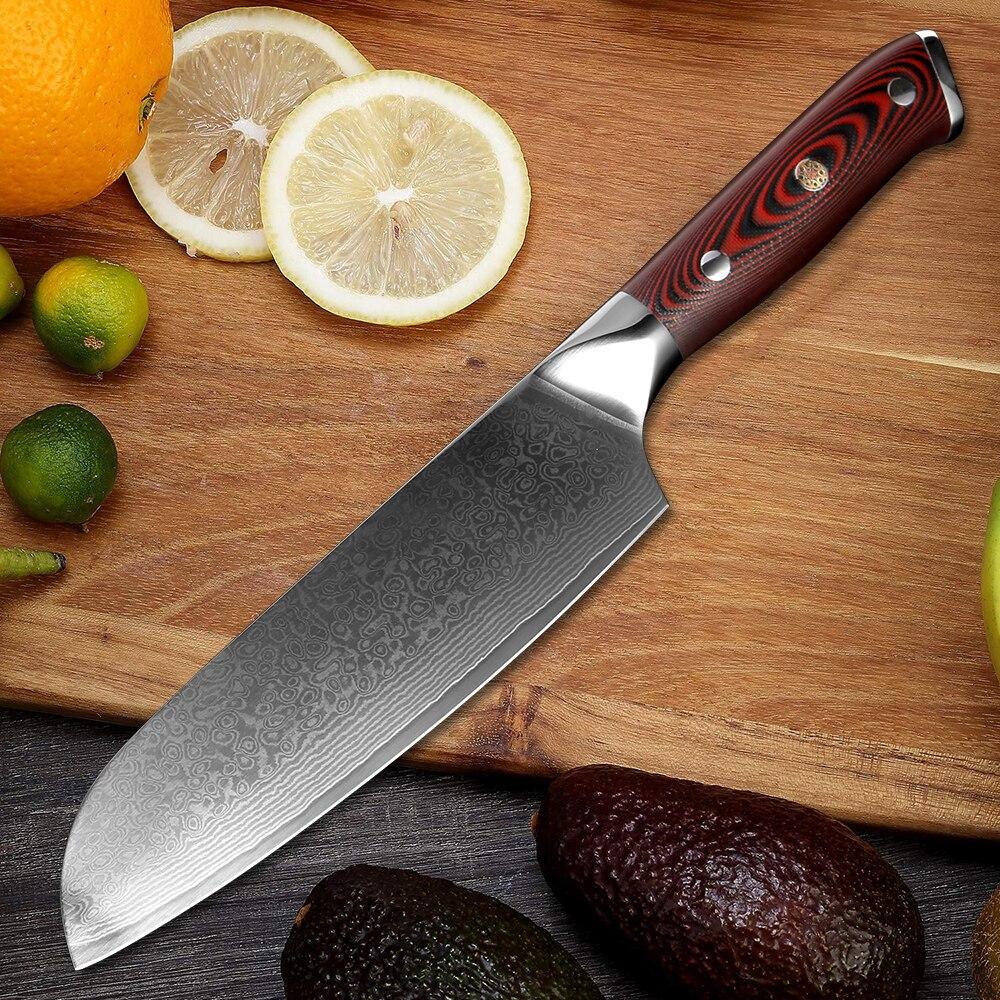 Couteau Santoku Manche Rouge | KietsuJapan