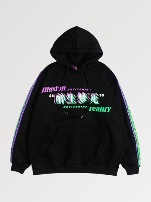 Sweat à Capuche Écriture Japonaise Glitch
