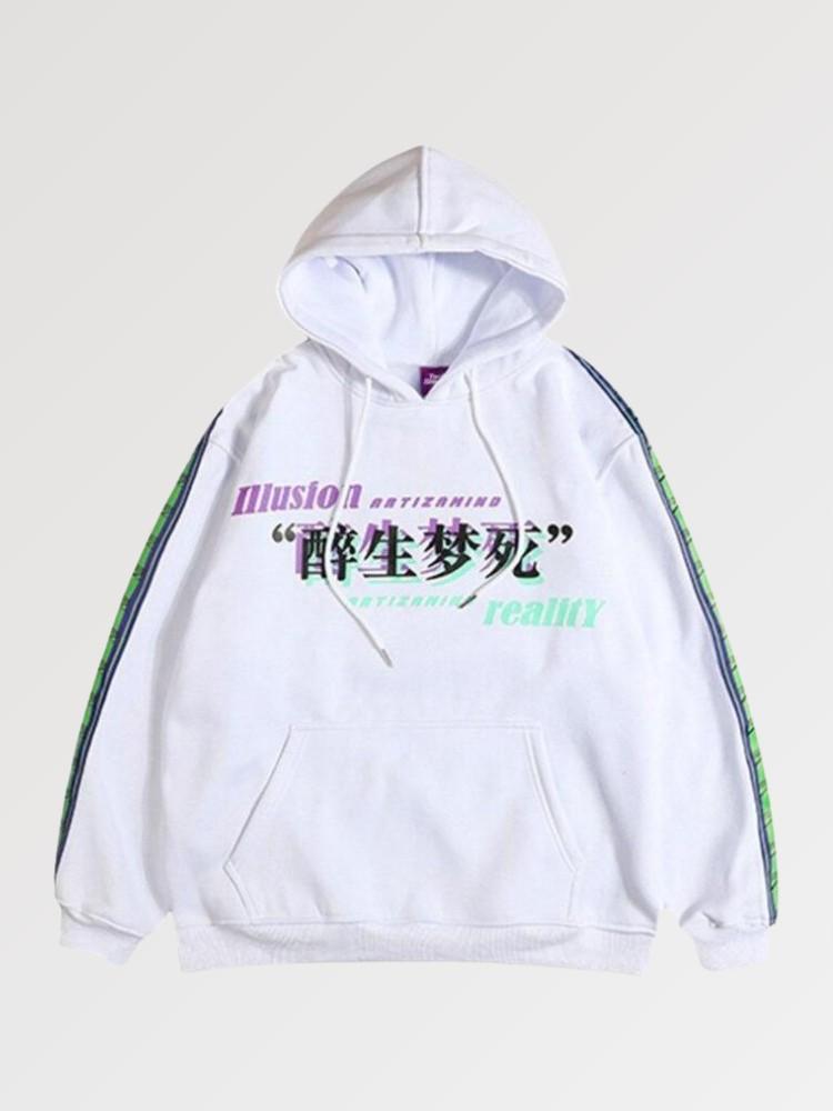 Sweat à Capuche Écriture Japonaise Glitch