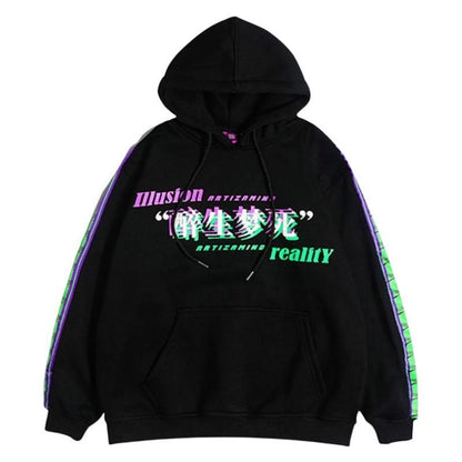 Sweat à Capuche Écriture Japonaise Glitch