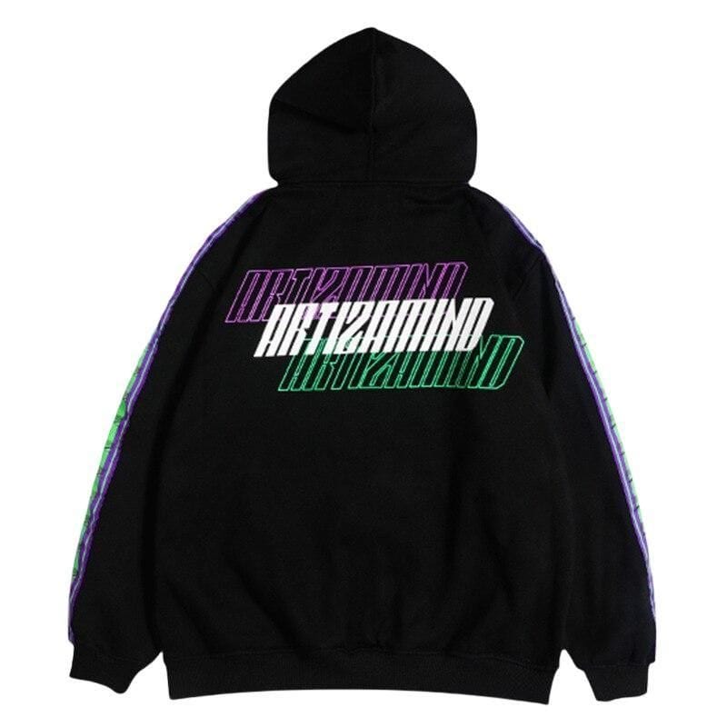 Sweat à Capuche Écriture Japonaise Glitch