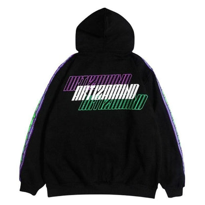 Sweat à Capuche Écriture Japonaise Glitch