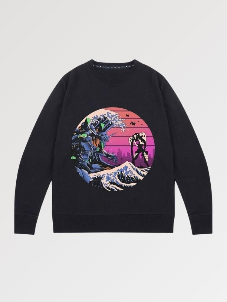 Sweat Japonais Retro Wave Pattern